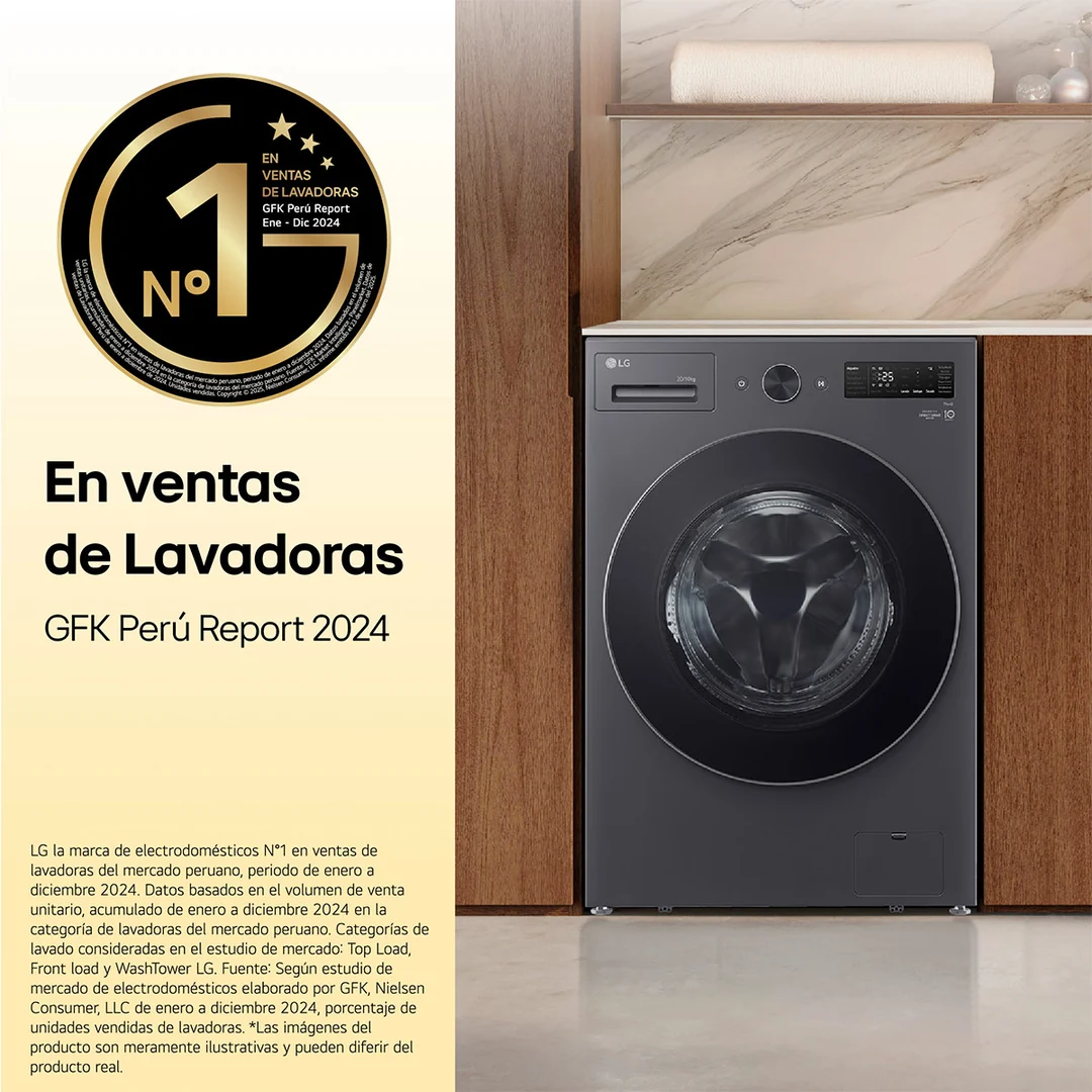 LAVASECA LG CARGA FRONTAL 20/10 KG WD20EBNTSPG INTELIGENCIA ARTIFICIAL NEGRO MATE - 8