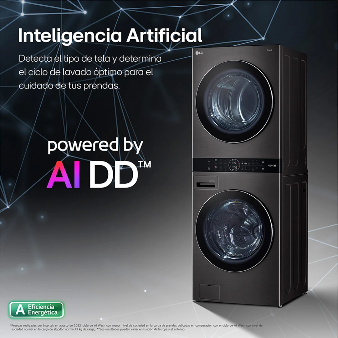 CENTRO DE LAVADO LG CARGA FRONTAL 25/20 KG WK25BS6 INTELIGENCIA ARTIFICIAL NEGRO PLATEADO - 6