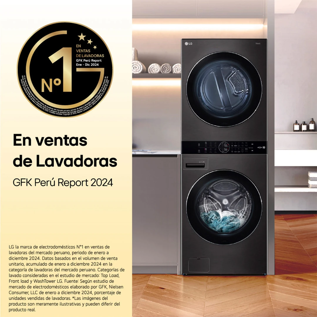 CENTRO DE LAVADO LG CARGA FRONTAL 25/20 KG WK25BS6 INTELIGENCIA ARTIFICIAL NEGRO PLATEADO - 8