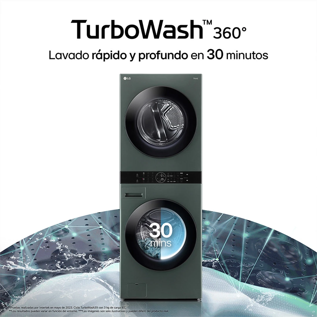 CENTRO DE LAVADO LG CARGA FRONTAL 25/20 KG WK25GGS6 INTELIGENCIA ARTIFICIAL VERDE - 12