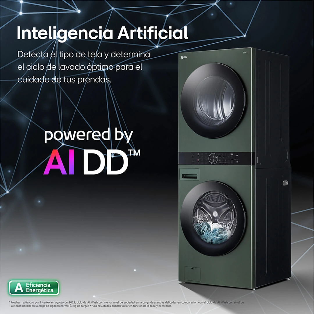 CENTRO DE LAVADO LG CARGA FRONTAL 25/20 KG WK25GGS6 INTELIGENCIA ARTIFICIAL VERDE - 6