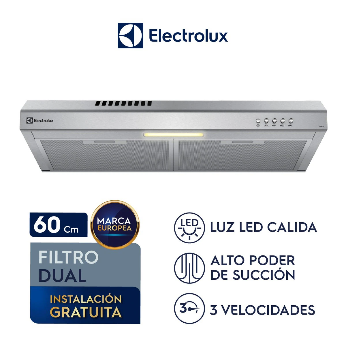 CAMPANA EXTRACTORA ELECTROLUX 60CM DE6SS - 1