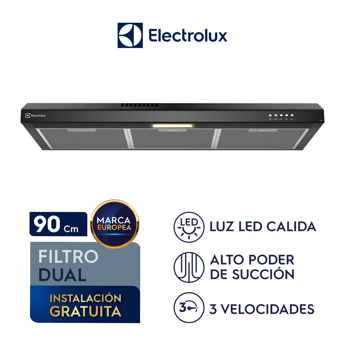 CAMPANA EXTRACTORA ELECTROLUX 90CM DE9SB - 1