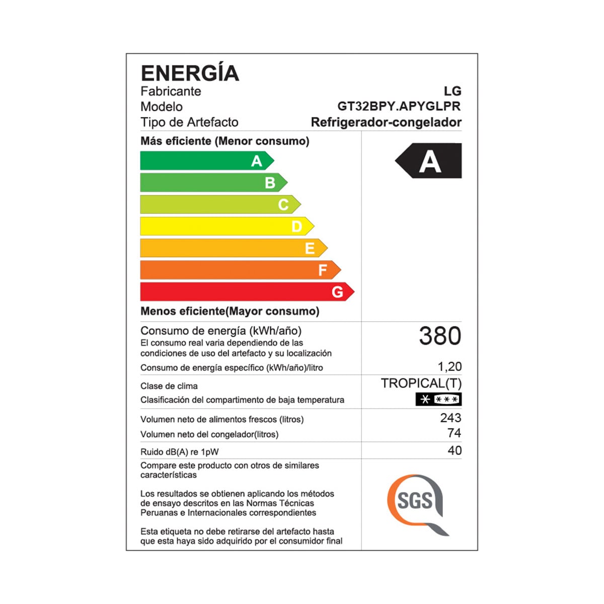 REFRIGERADORA LG TOP FREEZER NO FROST GT32BPY 317L - 11