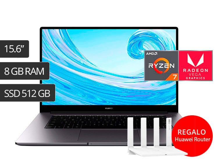 LAPTOP HUAWEI MATEBOOK D15 AMD RYZEN 7 8GB RAM 512GB SSD 15.6