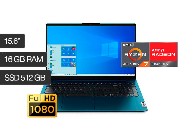 LAPTOP LENOVO IDEAPAD 5 AMD RYZEN 7 5700U 16GB RAM 512GB SSD 15.6
