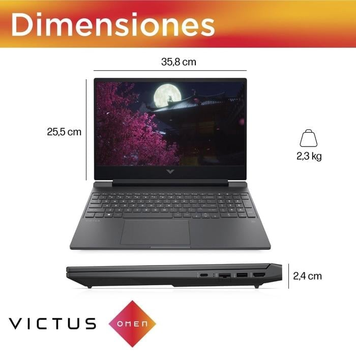 Laptop Gaming Victus 15-fb2002la AMD Ryzen 5 8GB RAM GPU NVIDIA GeForce RTX 3050 512 GB SSD 15.6" FHD - 6