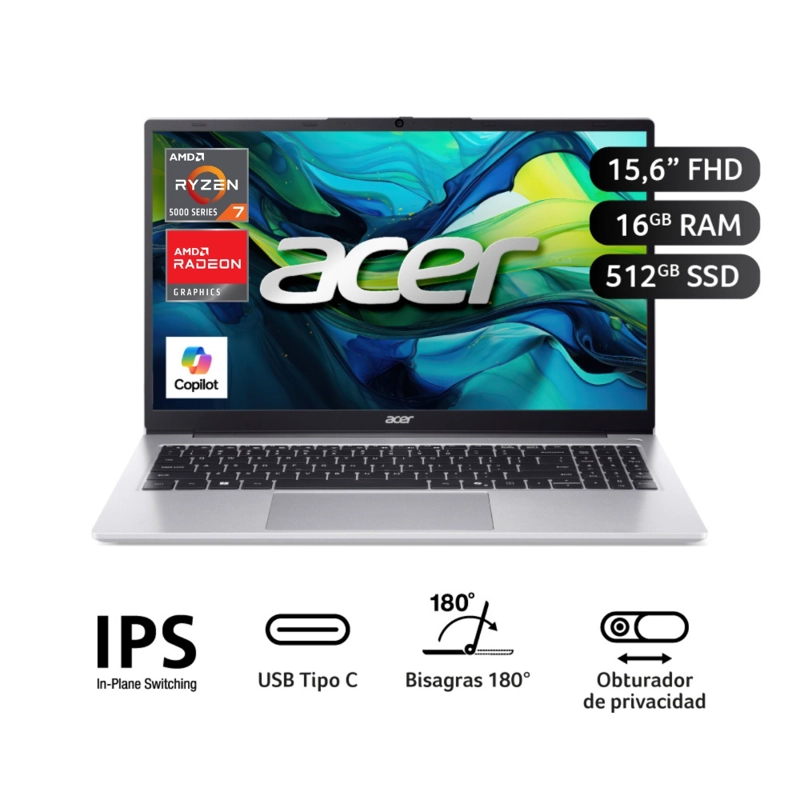 LAPTOP ACER ASPIRE LITE AL15-41P-R6Q5 AMD RYZEN 7 16GB RAM 512GB SSD 15.6" - 1