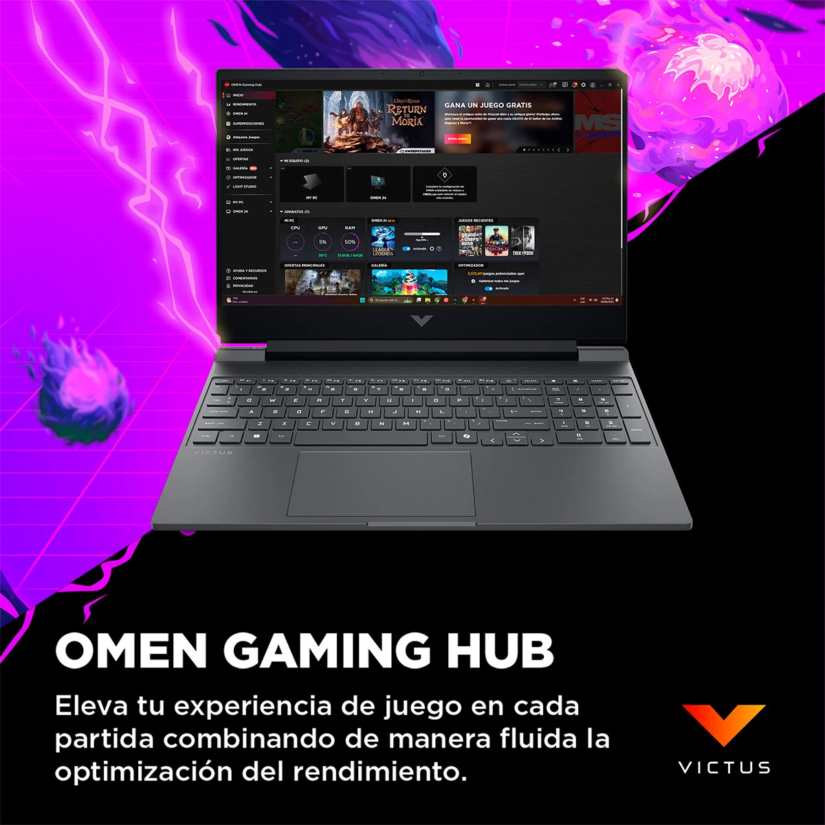 LAPTOP HP GAMING VICTUS 15-FA2029LA INTEL CORE I7 24GB RAM 1TB SSD 15.6” RTX 5050 - 12