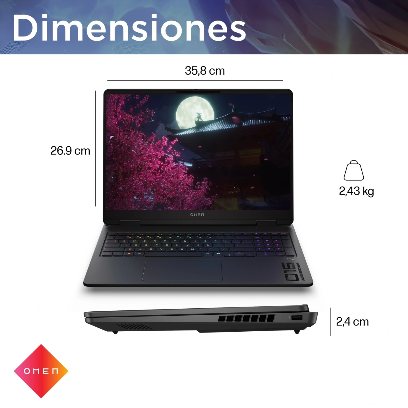 LAPTOP HP GAMING OMEN 16-AM0015LA INTEL CORE I7 16GB RAM 1TB SSD RTX 5050 16” - 13