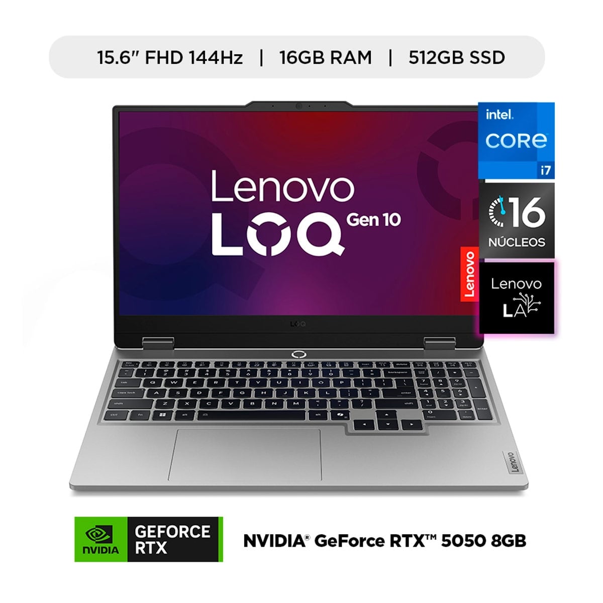 LAPTOP LENOVO LOQ INTEL CORE I7 16GB RAM 512GB SSD 15.6” RTX 5050 - 1