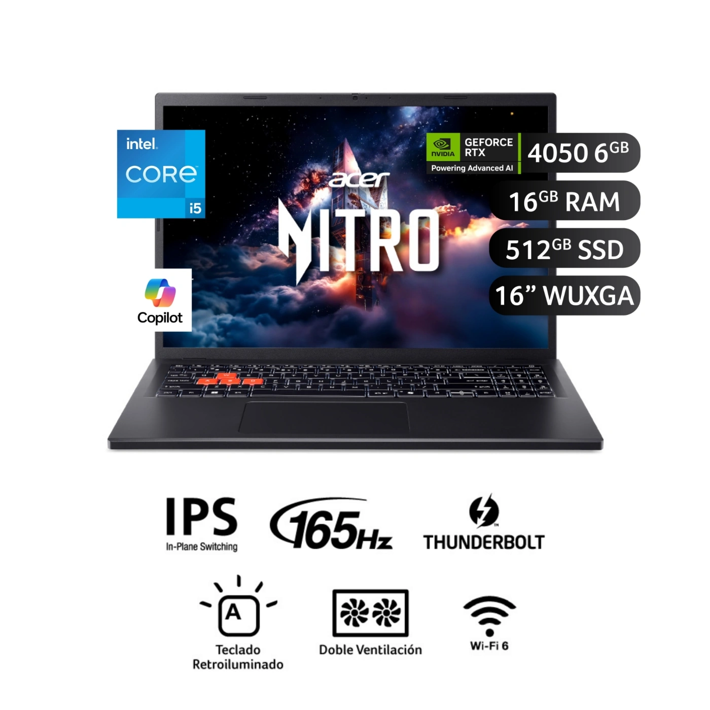 LAPTOP ACER NITRO LITE INTEL CORE I5 16GB RAM 512GB RTX 4050 16" - 1