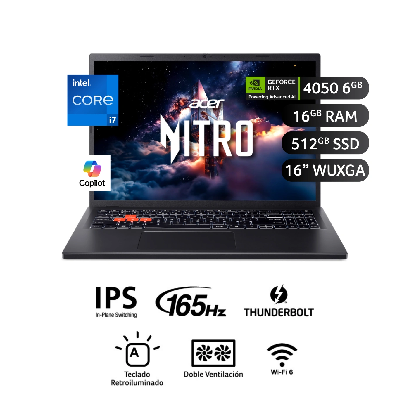 LAPTOP ACER NITRO LITE INTEL CORE I7 16GB RAM 512GB RTX 4050 16" - 1