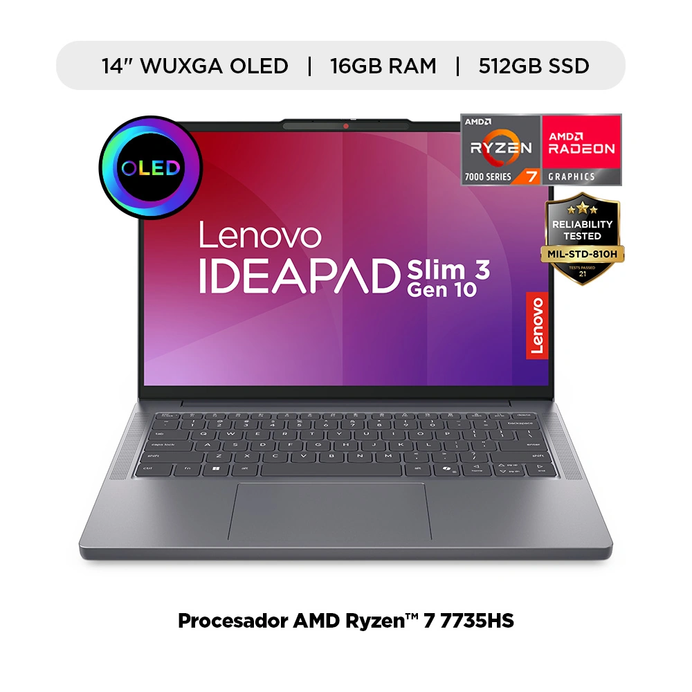 LAPTOP LENOVO OLED IDEAPAD SLIM 3 AMD RYZEN 7 7735HS 16 GB 512GBSSD 14" - 1