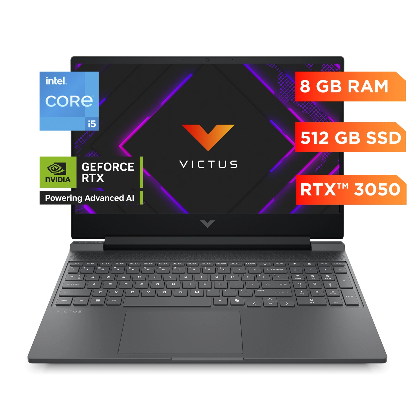 LAPTOP HP GAMING VICTUS 15-FA2009LA INTEL CORE I5 8GB RAM 512GB SSD 15.6” RTX 3050 - 1