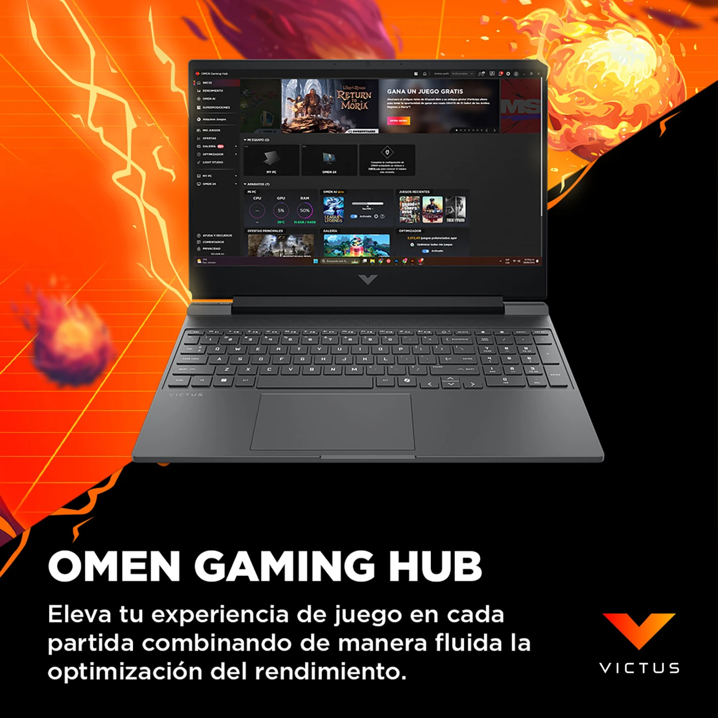 LAPTOP HP GAMING VICTUS 15-FB3049LA AMD RYZEN 7 8GB RAM 512GB SSD 15.6” - 11