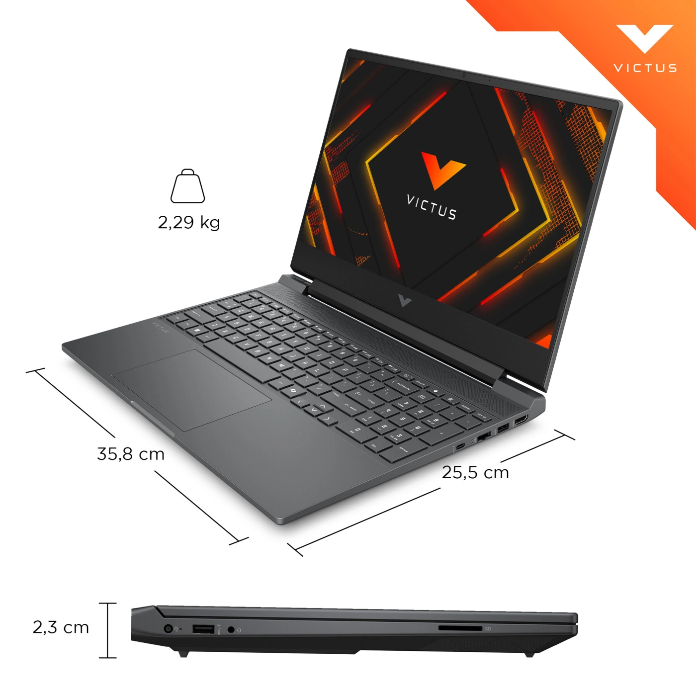 LAPTOP HP GAMING VICTUS 15-FB3049LA AMD RYZEN 7 8GB RAM 512GB SSD 15.6” - 12