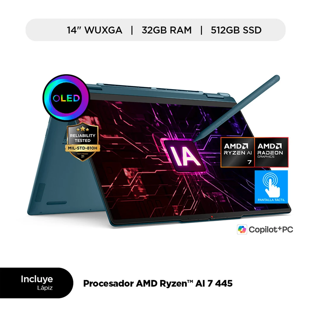 LAPTOP LENOVO YOGA 7 2 EN 1 AMD RYZEN AI 7 32GB 512GB SSD 14" - 1