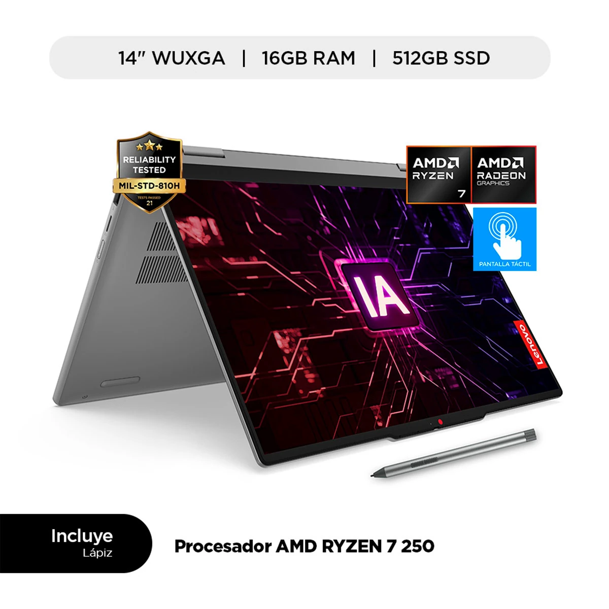 LAPTOP LENOVO IDEAPAD 5 2 EN 1 AMD RYZEN 7 16GB RAM 512GB SSD TOUCH 14” - 1