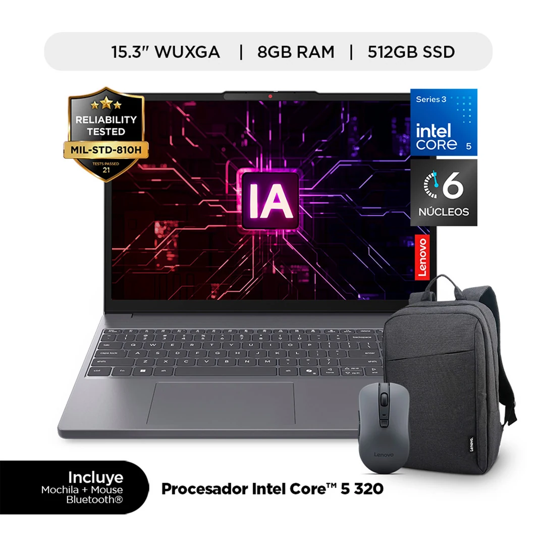 LAPTOP LENOVO IDEAPAD SLIM 3I INTEL CORE 5 8GB 512GB SSD 15.3" - 1