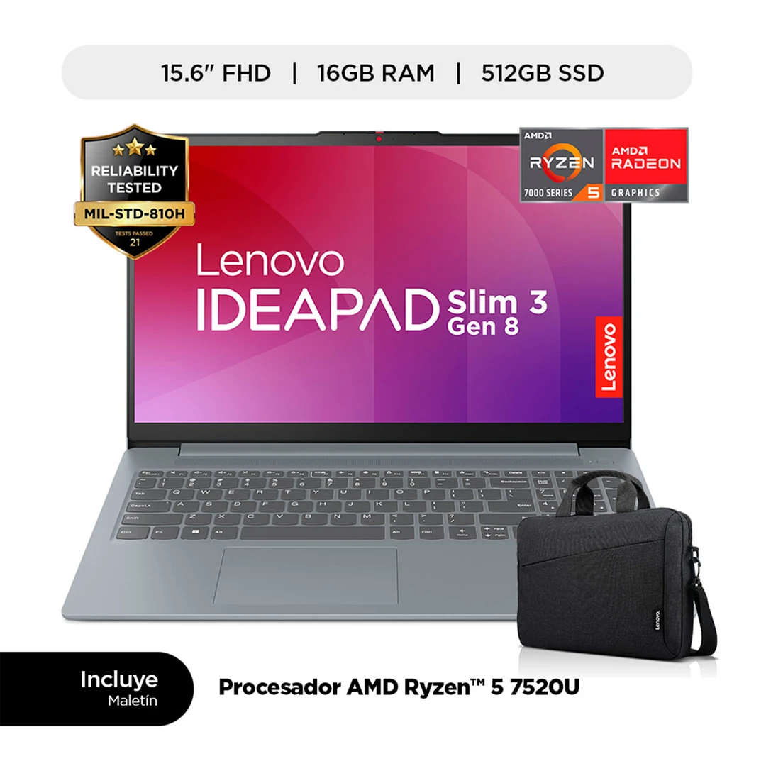 IDELAPTOP LENOVO APAD SLIM 3 AMD RYZEN 5 16GB 512GB SSD 15.6" - 1