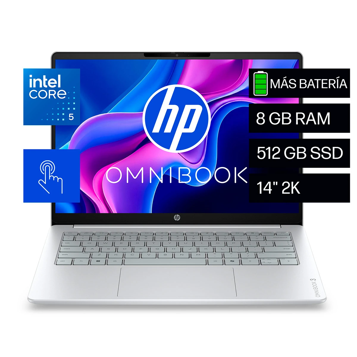LAPTOP HP OMNIBOOK 3 14-HU0052LA INTEL CORE 5 8GB RAM 512GB SSD TOUCH 14” - 1
