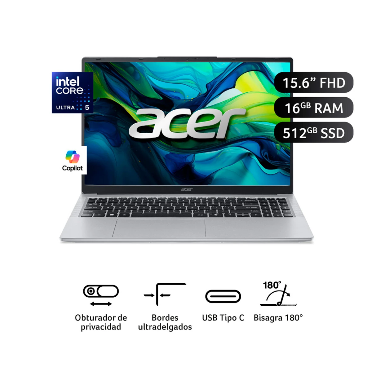 LAPTOP ACER ASPIRE LITE INTEL CORE ULTRA 5 16GB RAM 512GB SSD 15.6” - 1