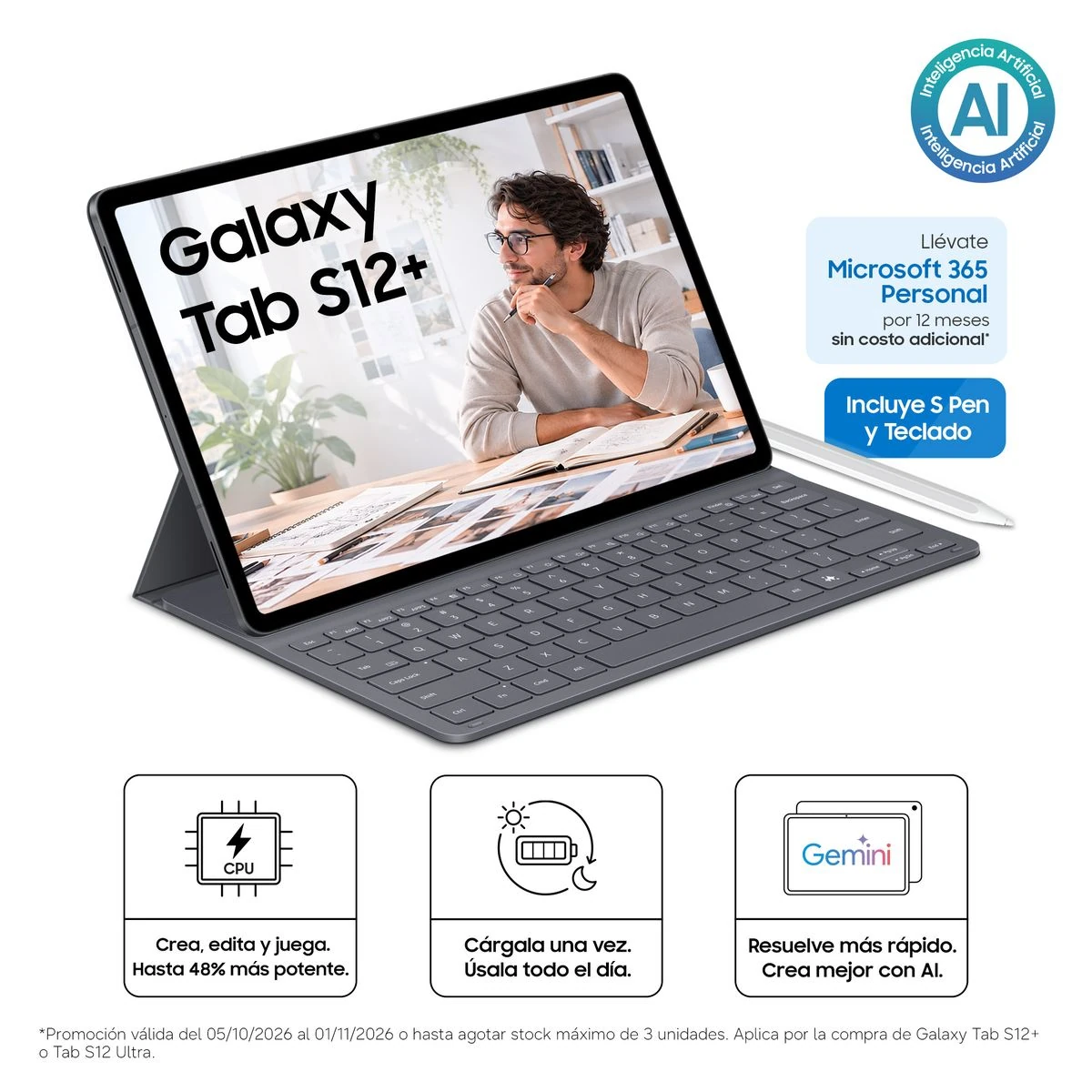 TABLET SAMSUNG GALAXY TAB S12+ 12.6” 256GB - 1