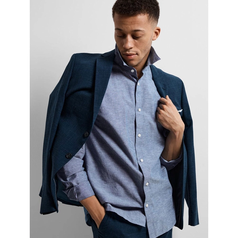 CAMISA MANGA LARGA HOMBRE SELECTED CELESTE 16078867 - 5