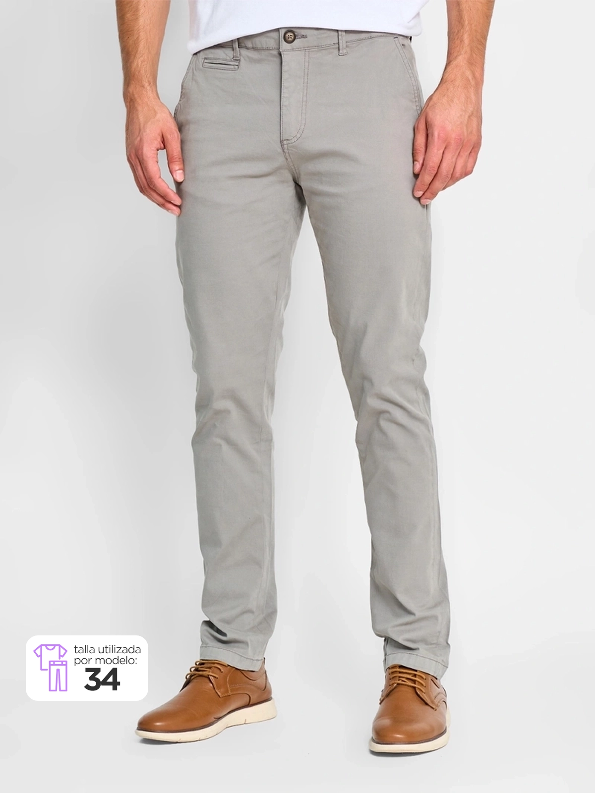 PANTALÓN ALGODÓN HOMBRE CACHAREL GRIS CLARO - 1