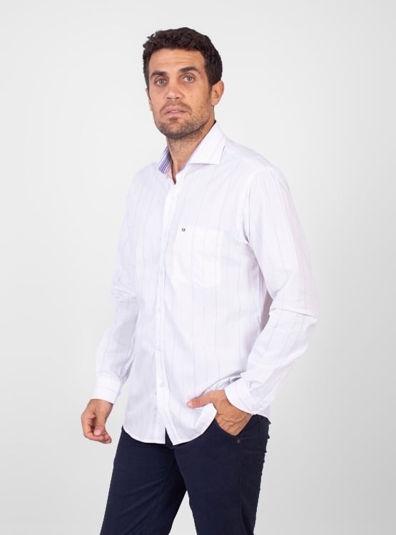 CAMISA MANGA LARGA ALGODÓN HOMBRE PIERRE CARDIN TESSUTO MADE IN ITALY - 1