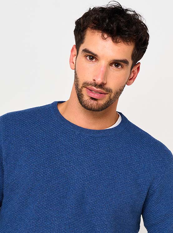 SWEATER HOMBRE CACHAREL AZUL MARINO CUELLO REDONDO - 3