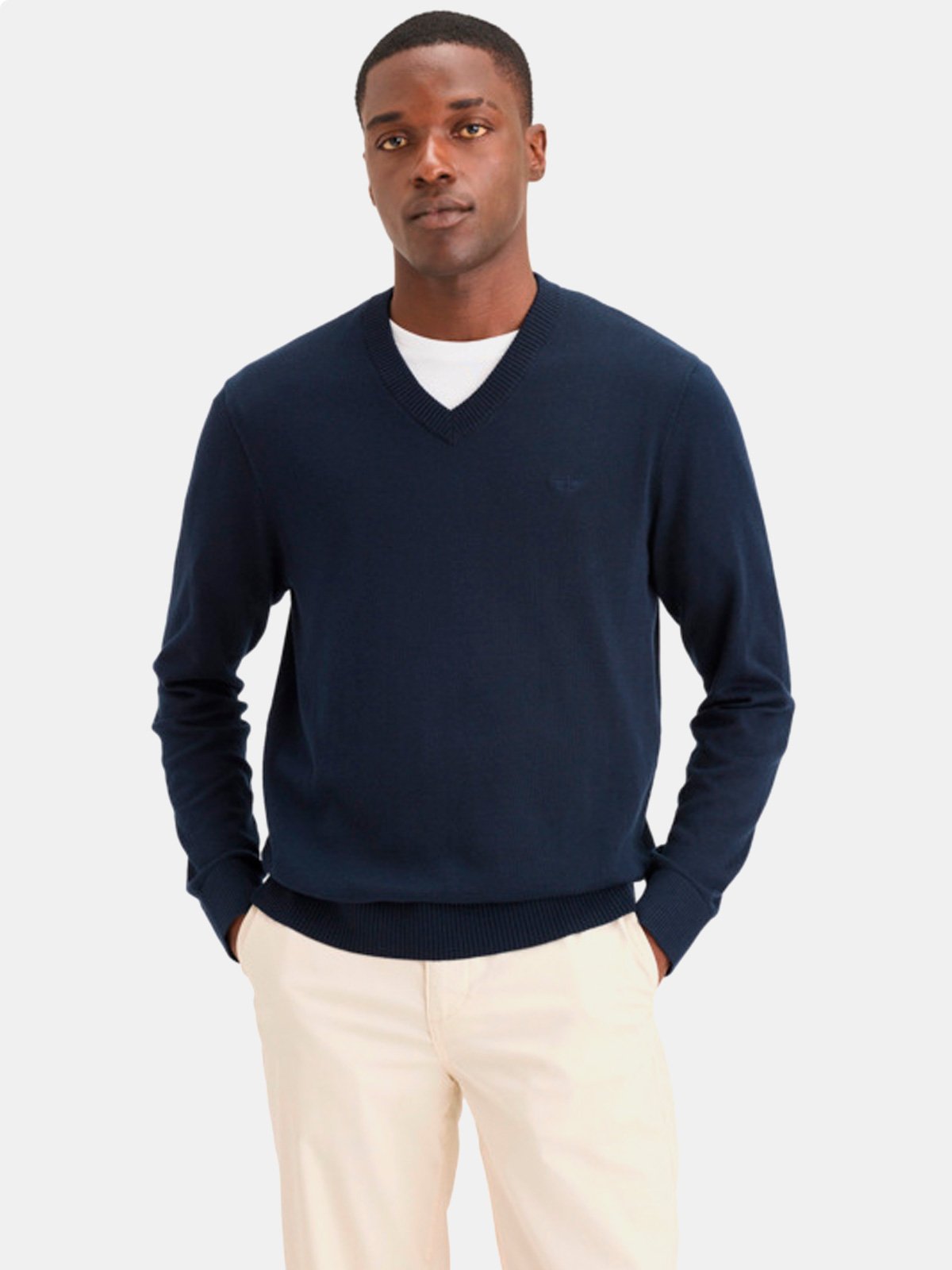 CHOMPA HOMBRE DOCKERS AZUL CUELLO EN V - 1