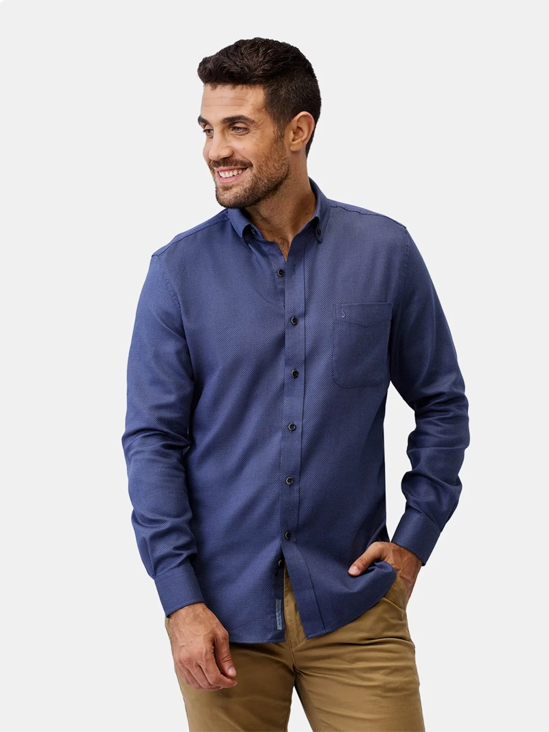 CAMISA MANGA LARGA ALGODÓN HOMBRE JOHN HOLDEN JACQUARD 9CY581 - 1