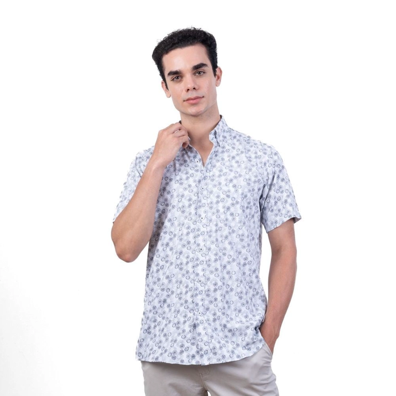 CAMISA MANGA CORTA HOMBRE PIERRE CARDIN ESTAMPADA ETQ AZUL PC-62639CAA - 1