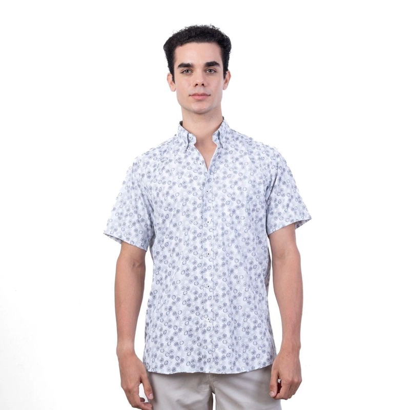 CAMISA MANGA CORTA HOMBRE PIERRE CARDIN ESTAMPADA ETQ AZUL PC-62639CAA - 2