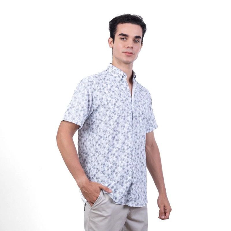 CAMISA MANGA CORTA HOMBRE PIERRE CARDIN ESTAMPADA ETQ AZUL PC-62639CAA - 3
