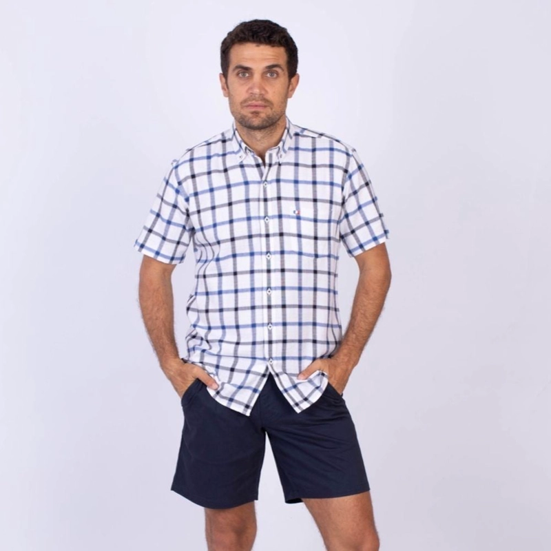 CAMISA MANGA CORTA HOMBRE PIERRE CARDIN COLOR ENTERO ETQ AZUL PC-62651CAA - 1