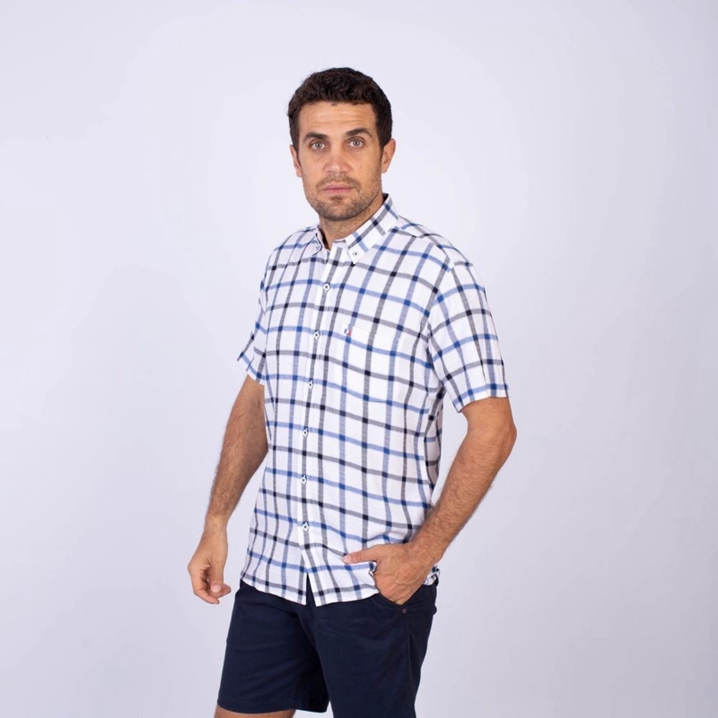 CAMISA MANGA CORTA HOMBRE PIERRE CARDIN COLOR ENTERO ETQ AZUL PC-62651CAA - 3