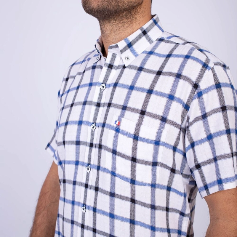 CAMISA MANGA CORTA HOMBRE PIERRE CARDIN COLOR ENTERO ETQ AZUL PC-62651CAA - 5