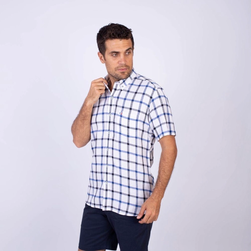 CAMISA MANGA CORTA HOMBRE PIERRE CARDIN COLOR ENTERO ETQ AZUL PC-62651CAA - 2