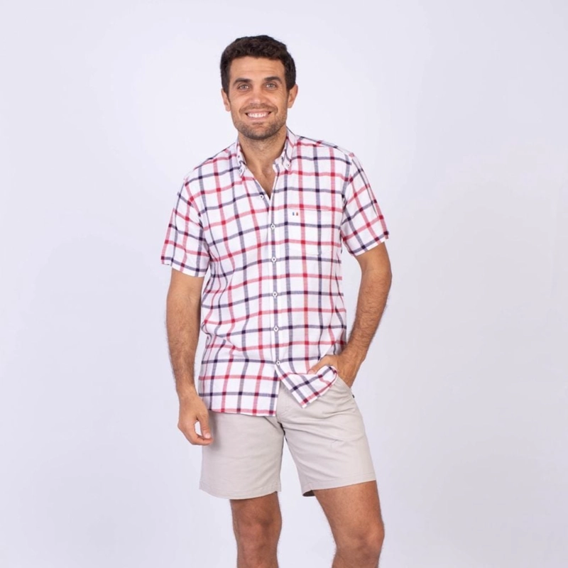 CAMISA MANGA CORTA HOMBRE PIERRE CARDIN COLOR ENTERO ETQ AZUL PC-62651CAA - 1