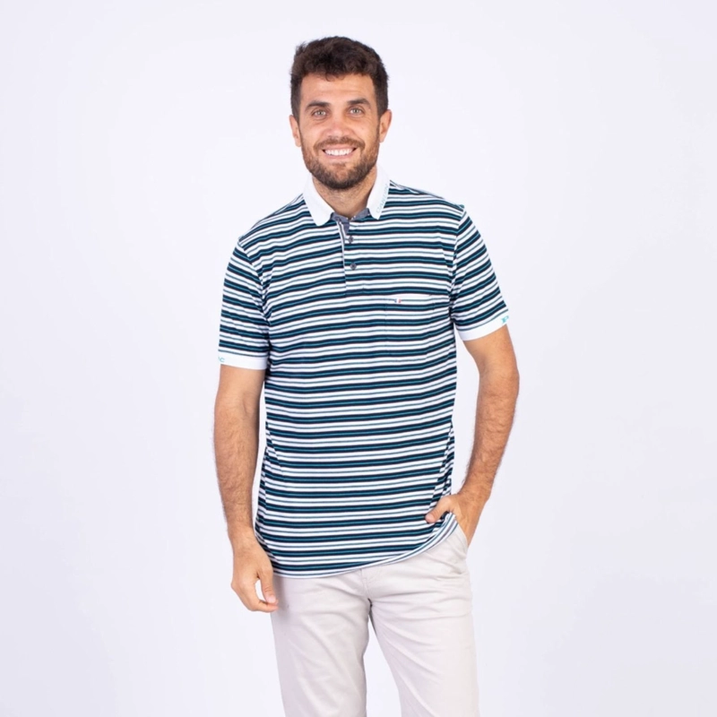 POLO MANGA CORTA HOMBRE PIERRE CARDIN BOX PIQUE LISTADO PC-6208POO - 1
