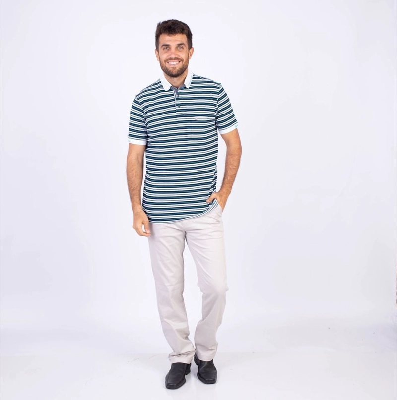 POLO MANGA CORTA HOMBRE PIERRE CARDIN BOX PIQUE LISTADO PC-6208POO - 7