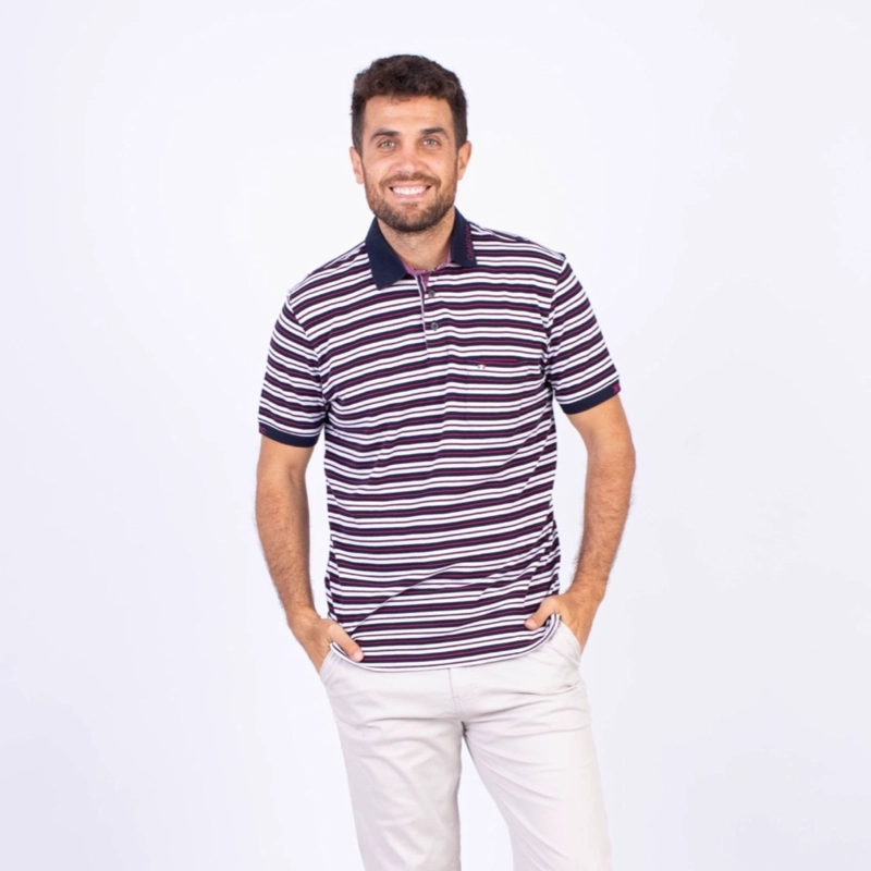 POLO MANGA CORTA HOMBRE PIERRE CARDIN BOX PIQUE LISTADO PC-6208POO - 1