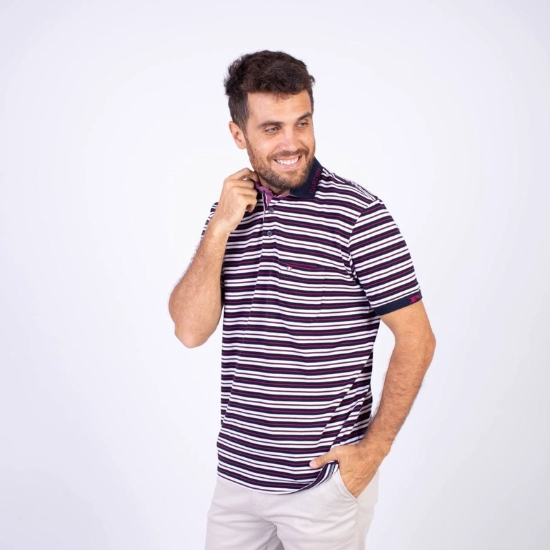 POLO MANGA CORTA HOMBRE PIERRE CARDIN BOX PIQUE LISTADO PC-6208POO - 2