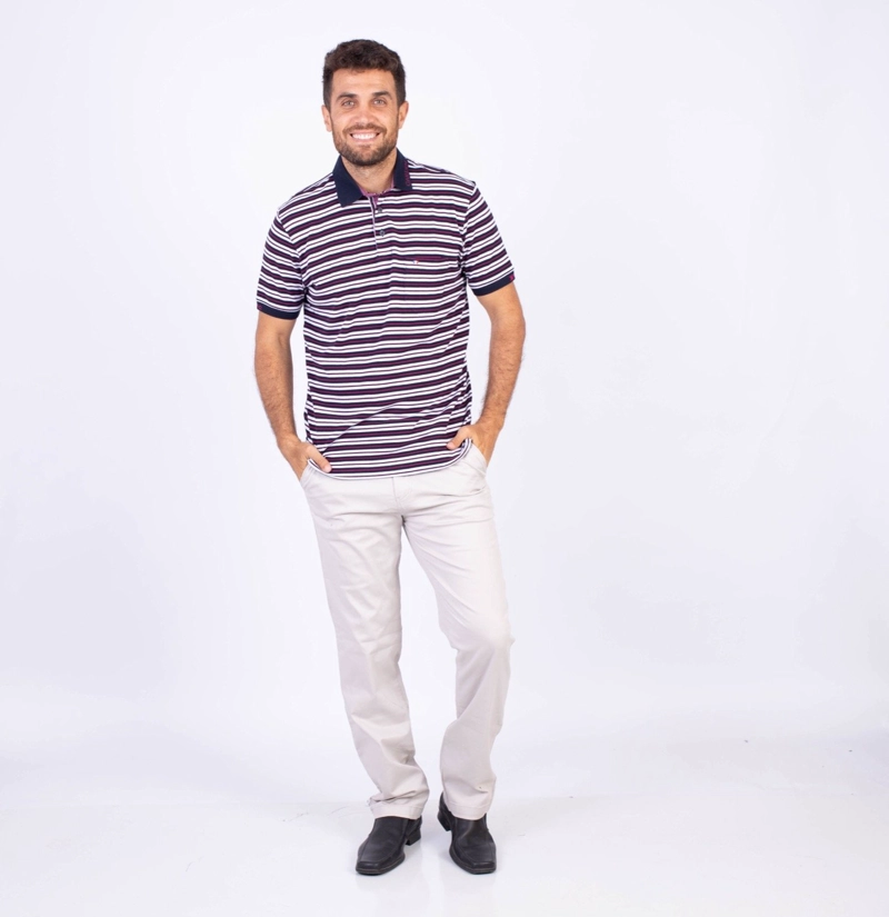 POLO MANGA CORTA HOMBRE PIERRE CARDIN BOX PIQUE LISTADO PC-6208POO - 7