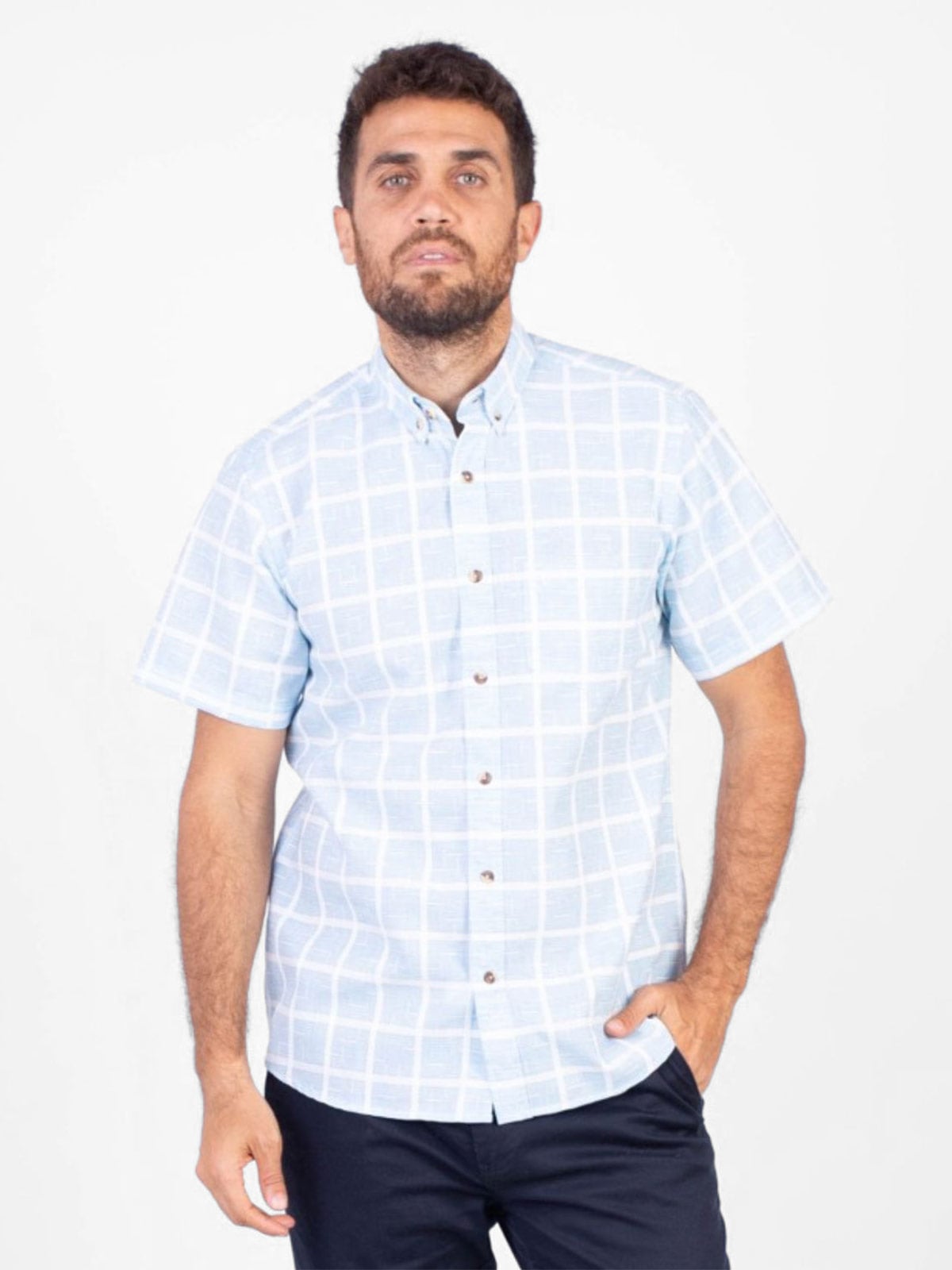 CAMISA MANGA CORTA LINO ALGODÓN HOMBRE PIERRE CARDIN - 1