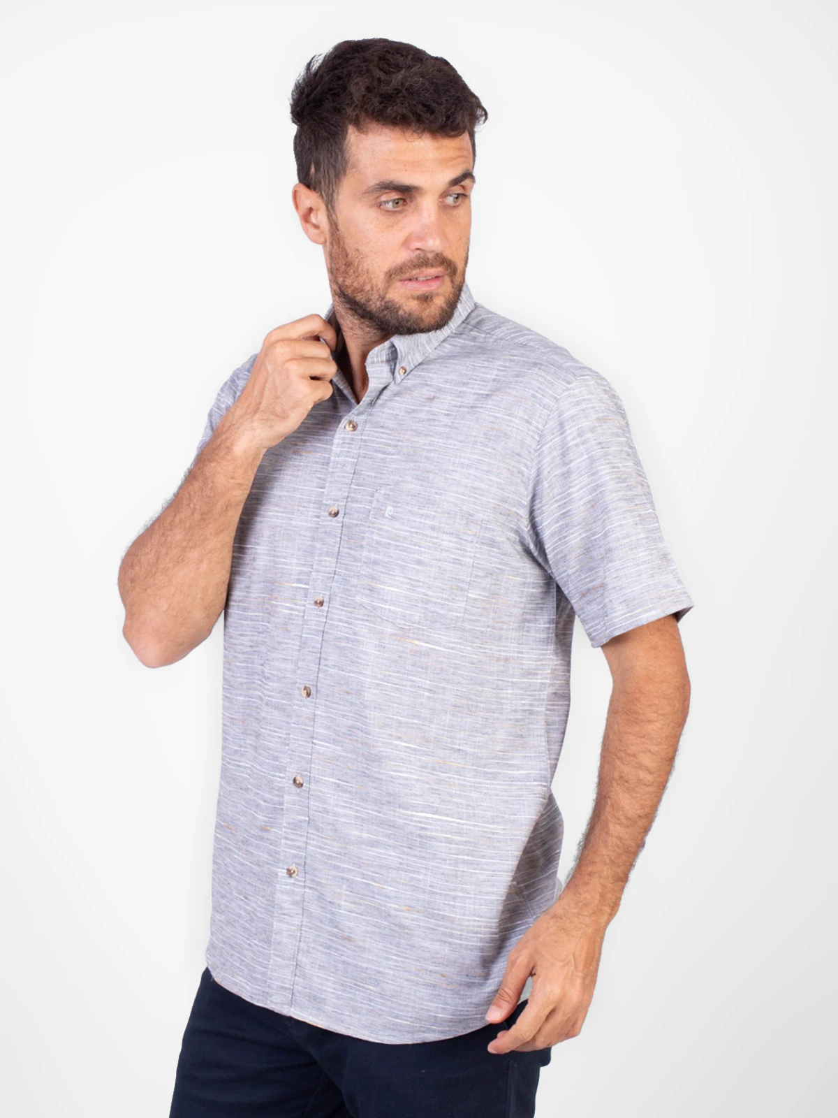 CAMISA MANGA CORTA LINO HOMBRE PIERRE CARDIN - 1