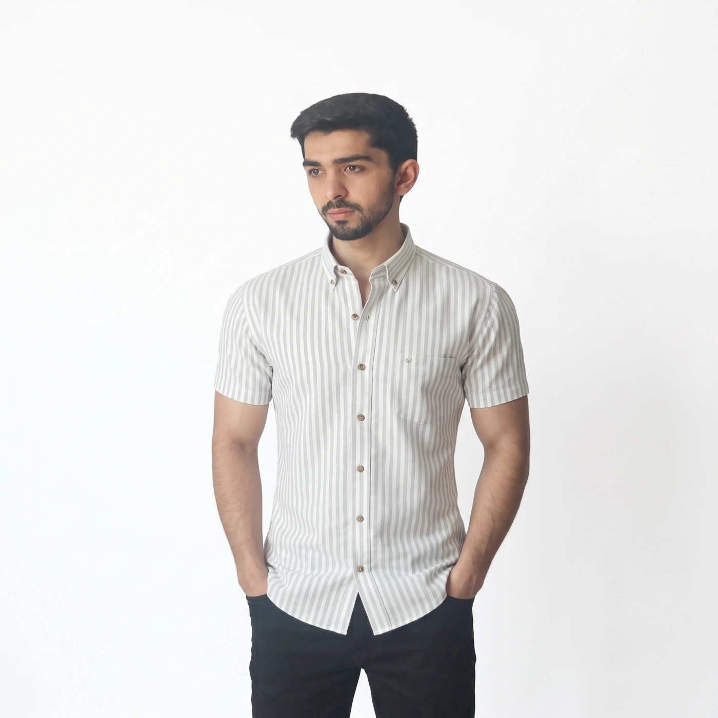 CAMISA MANGA CORTA LINO ALGODÓN HOMBRE PIERRE CARDIN - 1